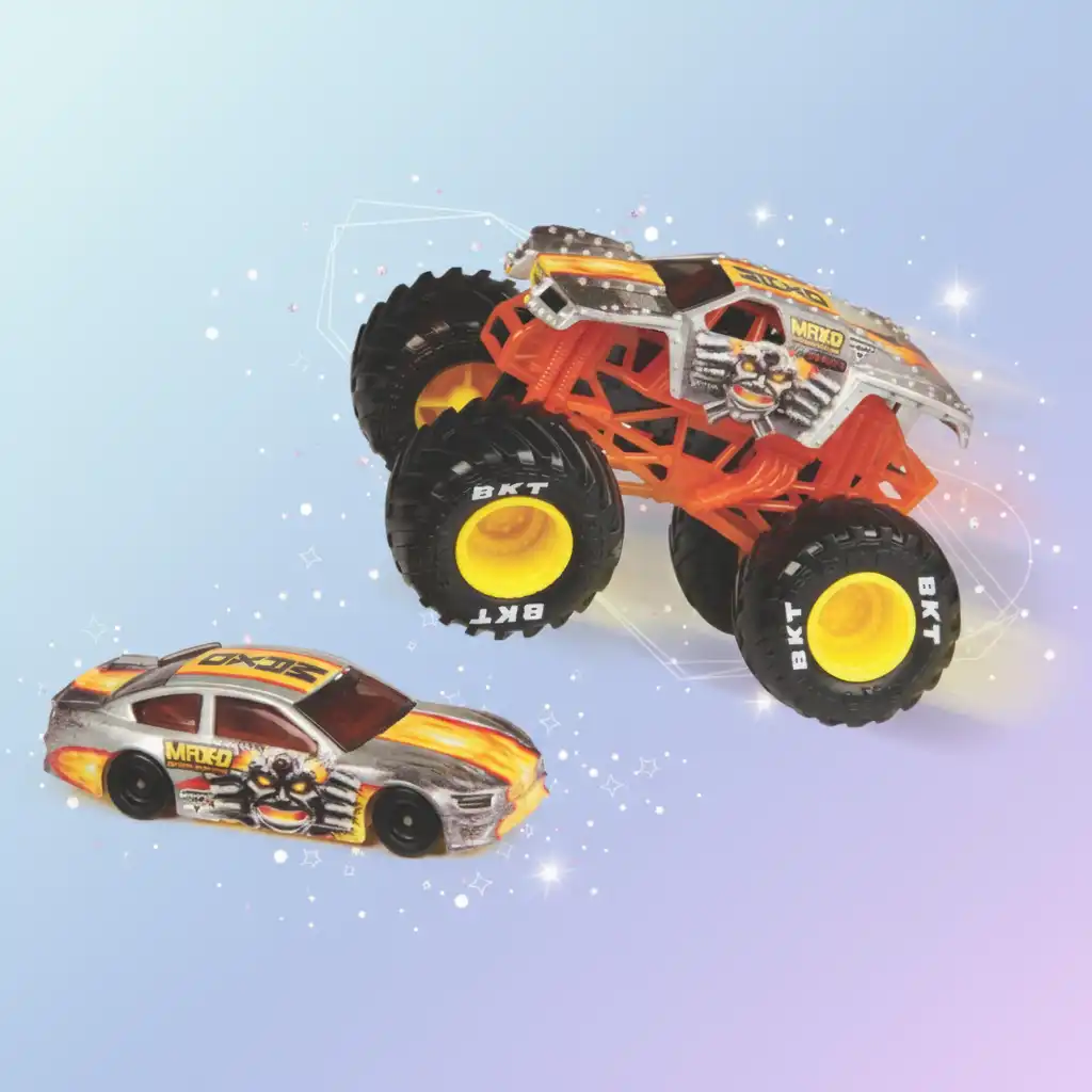 Double dose de plaisir avec le truck et la voiture de course.