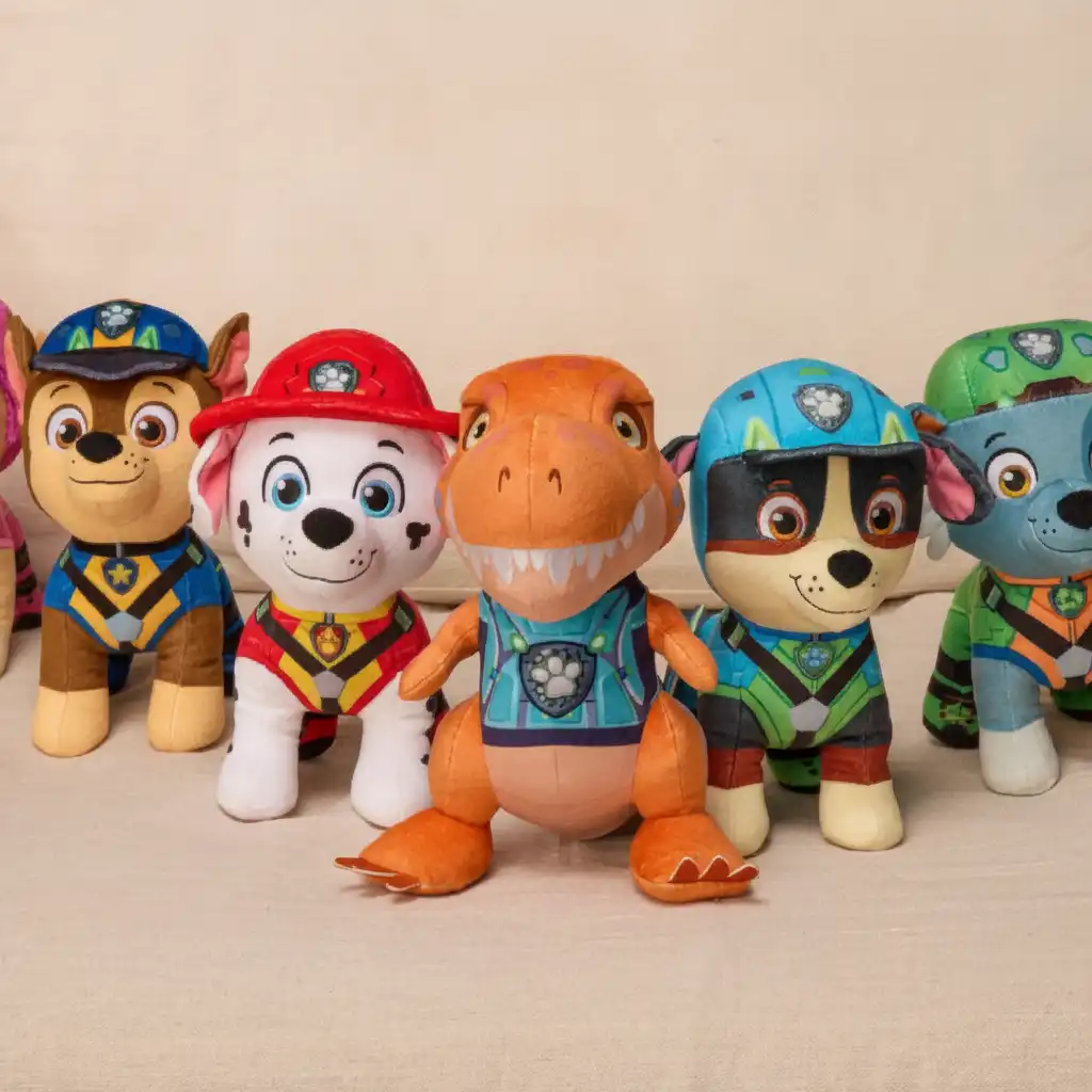 Finition en peluche de qualité avec des détails du visage finement brodés.